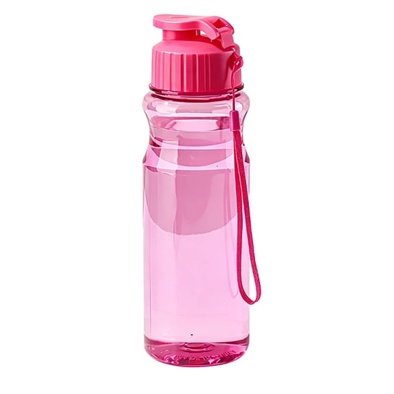 Plastic Sports Water Bottle with Flip Top Lid, 18.6Oz/550Ml Durable Portable Water Bottle with Carry Lanyard, Reusable No Straw Clear Bottle for Outdoor Activities