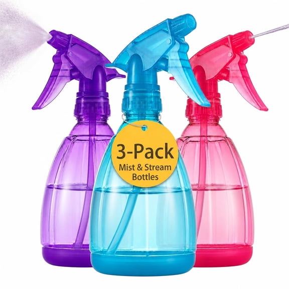 Plastic Spray Bottles - 12oz (3 Pack) Water Spray Bottle for Hair, Gardening, Grilling & Cleaning Solution - Empty Spray Bottles for Cat - Small Spray Bottle