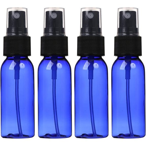 Plastic Spray Bottles 30ML - 4 Pack 1oz Cobalt Blue Empty PET Refillable Cosmetic Perfume Atomizer Container with Fine Mist Sprayer for Essential Oils,liquids,Aromatherapy,Travel Size (Blue)