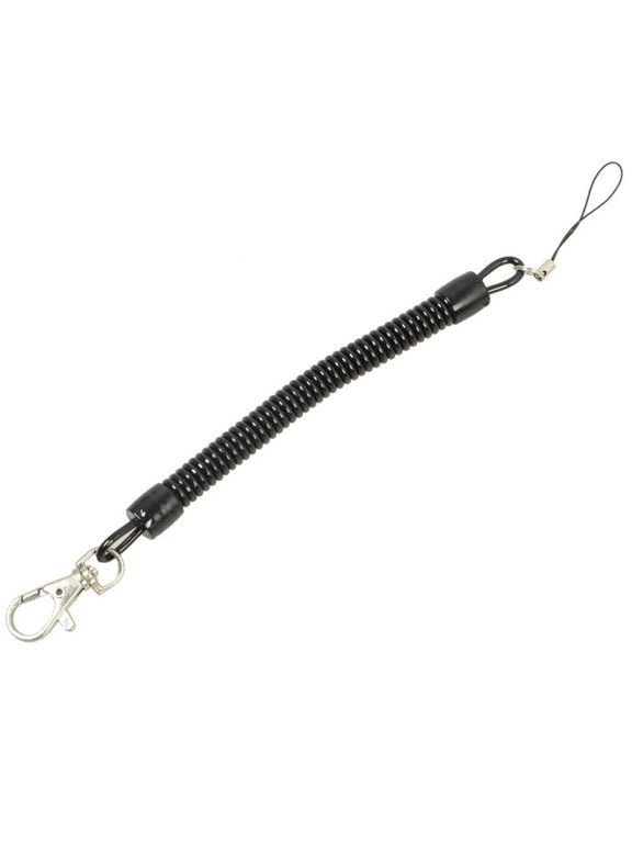 Plastic Spring Keychain with Clip, Black Elastic Cord for Securing Phones and Keys, Stretchable Anti-Loss Design