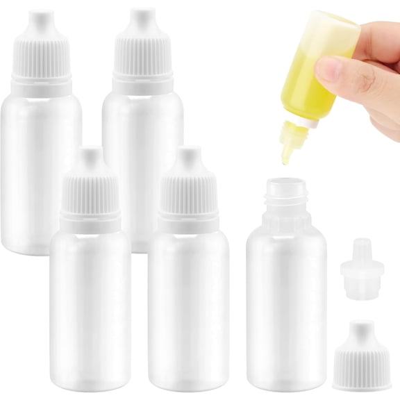 Plastic Squeezable LDPE Bottle 15ml Empty Liquid Dropper Bottle with Cap Leak Proof 5 Count