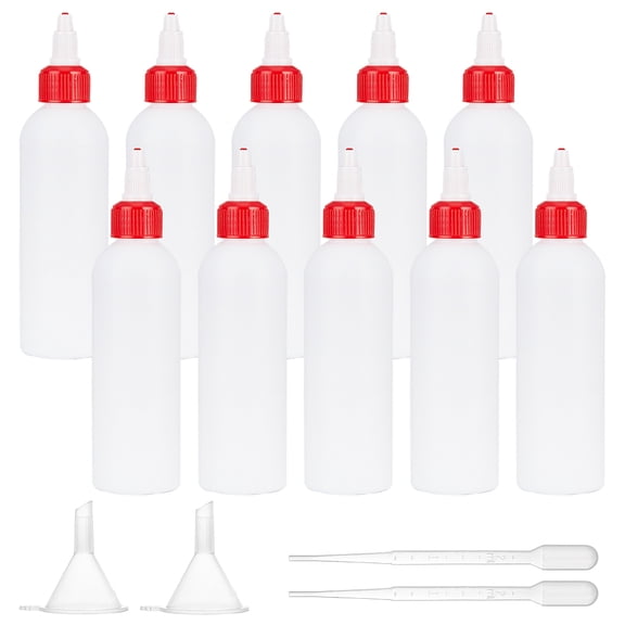 Plastic Squeeze Bottle Liqiud Bottle with Plastic Funnel Hopper Plastic Dropper White 39.5x151mm Capacity: 120ml(4.06 fl. oz) 12pcs DIY