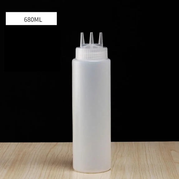 Plastic Squeezing Sauce bottle New Squeezable Graduated Jam Container Salad 3 Nozzles Gravy Boats