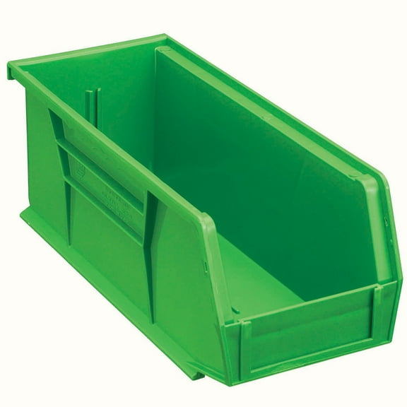 Global Industrial SB4104G Plastic Hang & Stack Bin, Green - 10.875 x 4.125 x 4 in.