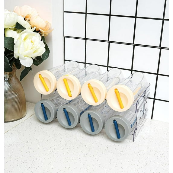 Plastic Stackable Bottle Storage Holder Rack Holds 16 Bottles, Clear Free-Standing Organizer for Kitchen, Fridge, Pantry