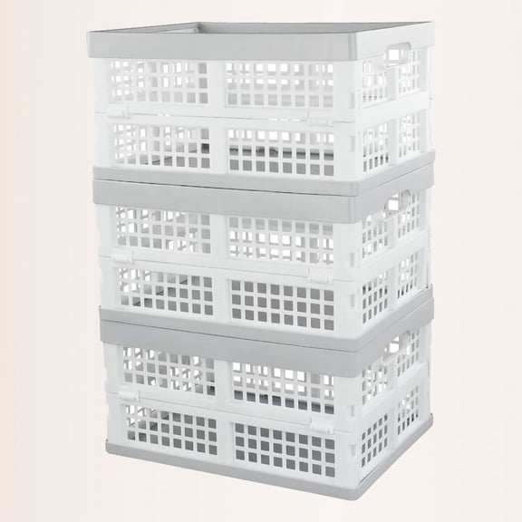 Plastic Stackable Collapsible Storage Crate, Stacking Folding Storage Basket