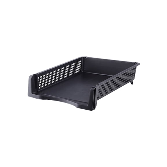 Plastic Stackable Paper Letter Tray,Small File Box,Desktop Document Organizer,File Organizer,Mail & Document Storage,Plastic Storage Rack,Stackable Desk Tray Holder for Paper Storage,Black