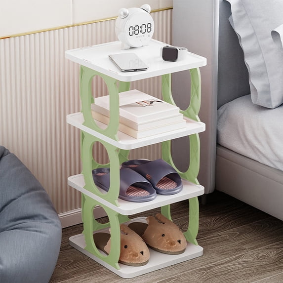 Plastic Stackable Shoe Rack, 19.69x10.24x9.45in Orange/Blue/Green - Foldable Organizer, Easy Installation for Entryway & Closet, Multi-Purpose Storage