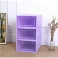 thumbnail image 1 of Plastic Stackable Shoes Box Set Foldable Clear Shoes Storage Box Portable Stacking Shoe Boxes Front Open for Home Organizer, Purple, 1 of 8