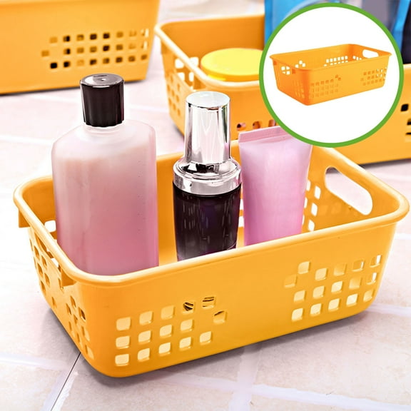 Plastic Stackable Storage Basket with Handles - 21.5x14x7.5cm - Blue, Pink, White, Orange, Green - Multipurpose Organizer for Home, Kitchen, Bathroom & Office