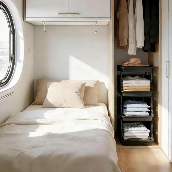 Plastic Stackable Storage Baskets, 4 Tier Stacking Bins for Food and Clothes, Multifunctional Organizer for RV, Kitchen, Playroom, Pantry, Black, 35 x 30 x 72 cm/14 x 12 x 28 inch, 2 Pack