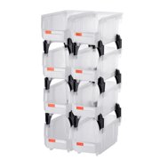 Plastic Stackable Storage Bins, 10.9x5.5x5.1in Clear, 8 Pack, for Closet Garage Office Small Parts