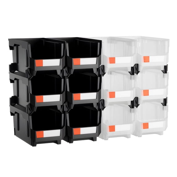 Plastic Stackable Storage Bins, 14.8 x 8.5 x 7.1 inch (12 Pack ...