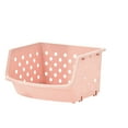 thumbnail image 1 of Plastic Stackable Storage Bins Stackable Recycling Storage Basket Bin Stackable Closet Organizer Bins Tall Big Plastic Boxes for Organizing Food Home Kitchen Storage (S Pink), 1 of 3