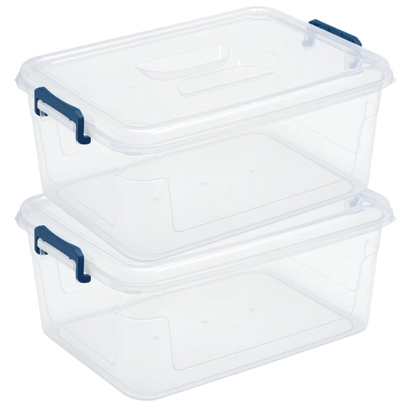 Plastic Stackable Storage Containers 2 Pack 16 Qt Organizing Bins