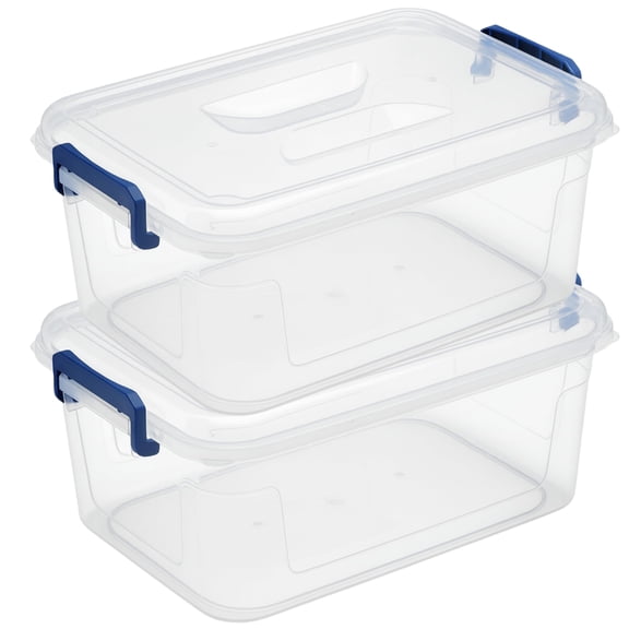 Plastic Stackable Storage Containers 2 Pack 9.5 Qt Home Organization