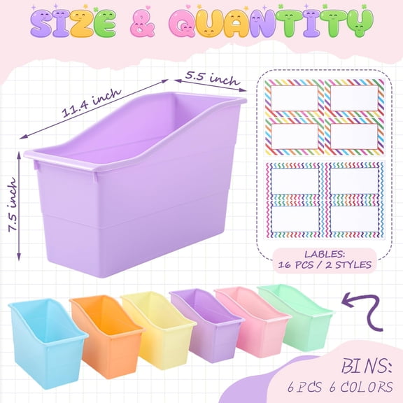 Plastic Stackable Storage Crates Pastel 12 Count Classroom Home Organization