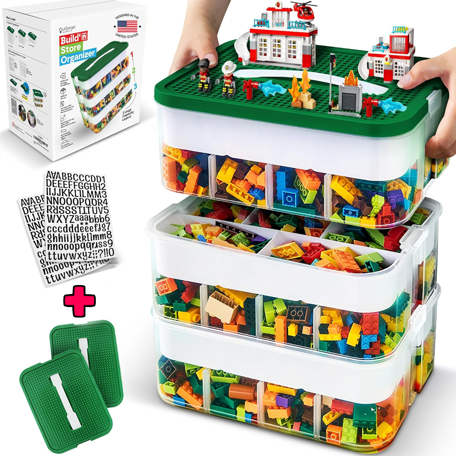 Plastic Stackable Toy Storage Organizer Bin for Lego, Building Bricks ...