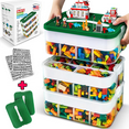 thumbnail image 1 of Plastic Stackable Toy Storage Organizer Bin for Lego, Building Bricks, Dolls and Crafts Organization, 3 Layers with Adjustable Compartments, ABC Stickers and 2 Lids Included, 1 of 9
