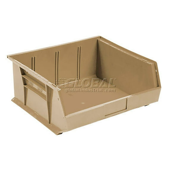 Plastic Stacking Bin 11 x 10-7/8 x 5, Beige, Lot of 6
