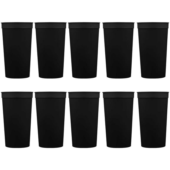 Plastic Stadium Cups, 32oz, Bulk Pack, 10ct, Black