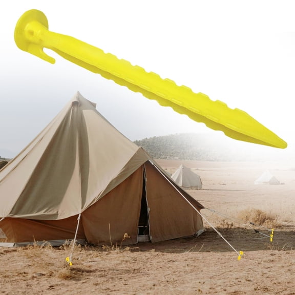 Plastic Stakes Tent Pegs, Heavy Duty Serrated Edges Yellow Garden Landscape Stakes for Campings Outdoor and Garden Netting Lawn, 1 Pcs, 9.06x1.57"