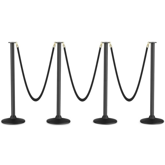 Plastic Stanchion Post, Black Velvet Ropes and Poles with Weighted Base ...
