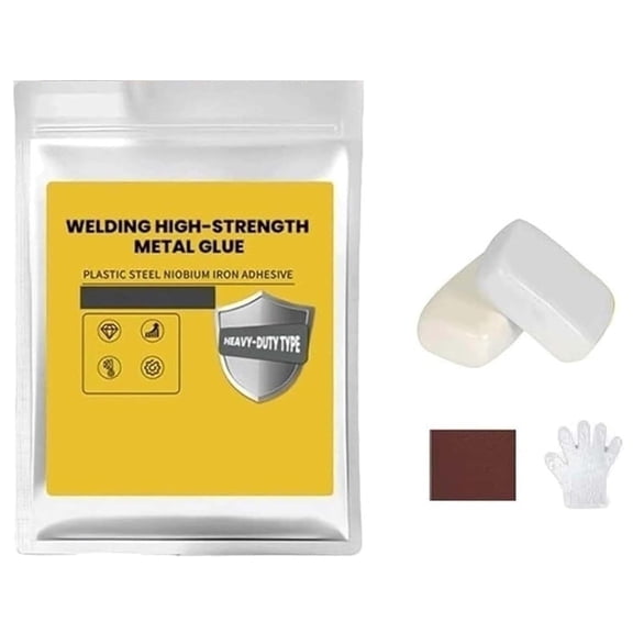 Plastic Steel Mud Iron Glue, Welding High-Strength Metal Repair Adhesive, Waterproof Heat Resistant Epoxy Glue for Pipes, Wall Holes, Wood, Plastic, DIY Sealing and Bonding Projects (White)
