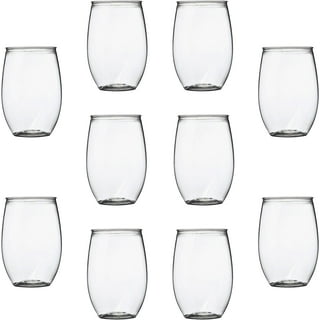 Visions 12 oz. Heavy Weight Clear Plastic Stemless Wine Glass - 16/Pack