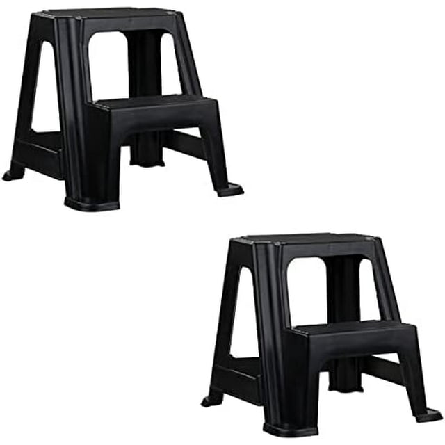 Plastic Stepping Stool (2 Pack), Black by Home Basics Stepping