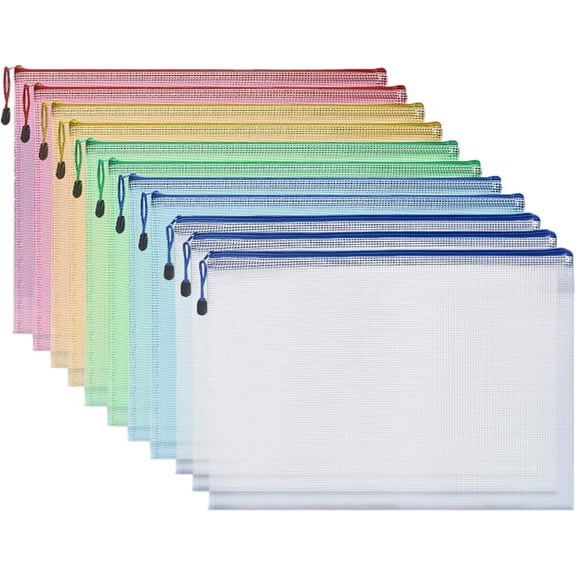 Plastic Storage Bags Toy Storage Solution 2pcs Transparent Waterproof File Bags A4 A5 File Holder Mesh Pockets White A5