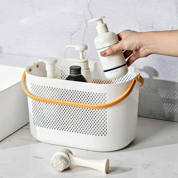 Plastic Storage Basket, Bathroom Organizer, Multipurpose Shower Basket with Drainage Holes and Handles, Thick Durable Plastic, 16x15.2x25.5cm, Lightweight and Easy to Carry