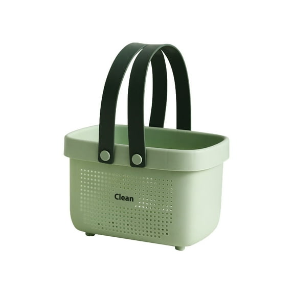 Plastic Storage Basket with Carrying Handle Portable Shower Caddy Tote Organizer Basket Bin Bath Tote for Bathroom Kitchen Dorm Room Bedroom Dries Quickly, Green