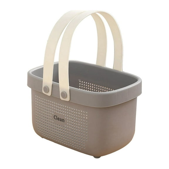 Plastic Storage Basket with Handle, Heavy Duty Portable Shower Caddy, Tote Organizer Basket Bin for Bathroom Kitchen Dorm Room Bedroom, Small White, 12.4x7.0x6.1"