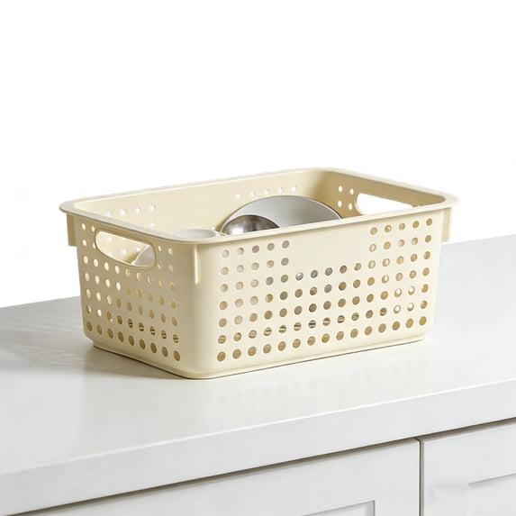 Plastic Storage Basket Large Open Classification Tabletop Organizer For Snacks Fruits Vegetables Bathroom Kitchen Living Room Wardrobe Multipurpose Storage Home Organization Use