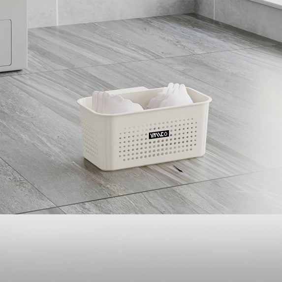 Plastic Storage Basket, Laundry Organizer with Handles for Bathroom, Small Storage Bin with Handles for Clothes and Towels, Compact Organizer for Dormitory Bedroom