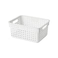 thumbnail image 1 of Plastic Storage Basket Organizer, Fmnung Kitchen Cabinet Storage Bin with Breathable Holes, Stackable Vegetable Fruit Holder for Snacks Sundries, Desktop Home Organization, 9.8 x 3.9 x 6.7 Inch, 1 of 8