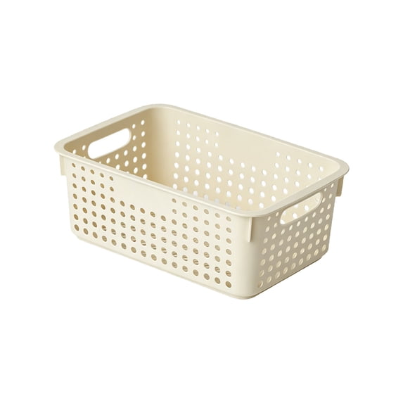 Plastic Storage Basket Organizer, Fmnung Kitchen Cabinet Storage Bin with Breathable Holes, Stackable Vegetable Fruit Holder for Snacks Sundries, Desktop Home Organization, 9.8 x 3.9 x 6.7 Inch