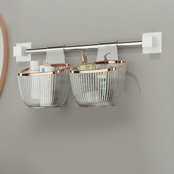 Plastic Storage Basket,Portable Shower Caddy Tote,2 Pack Garlic Onions and Ginger Storage Box,Kitchen Wall Hanging Basket Garlic Onions and Ginger Seasoning Punch,Storage Rack Drains Vegetable Basket