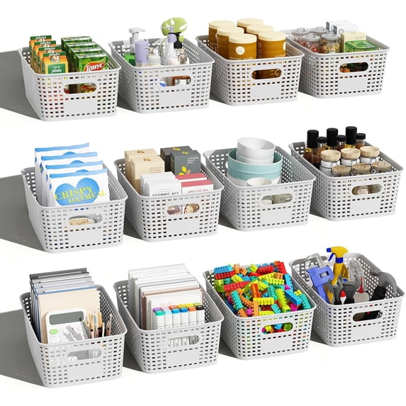 Container Plastic Plastic Storage Basket for Organizing 12 Pack Small Storage Bins ...