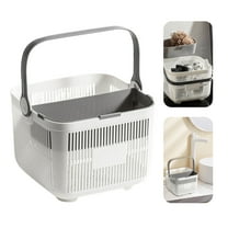 Plastic Storage Basket with Handle, Portable Shower Caddy with Dry Case, Organizer Basket Bin for Bathroom Kitchen Dorm Room Bedroom, 9.45x9.45x5.51"