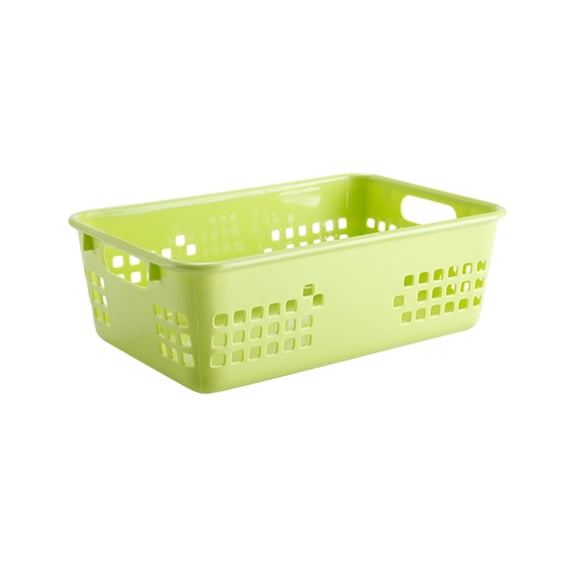 Plastic Storage Baskets, 8.46 x 5.3 x 2.95 Inch Classroom Storage Organizer Basket Tray with Grip Handles for Desktop, Drawer, School Supplies (Green)