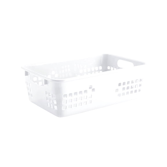 Plastic Storage Baskets, 8.46 x 5.3 x 2.95 Inch Classroom Storage Organizer Basket Tray with Grip Handles for Desktop, Drawer, School Supplies (White)