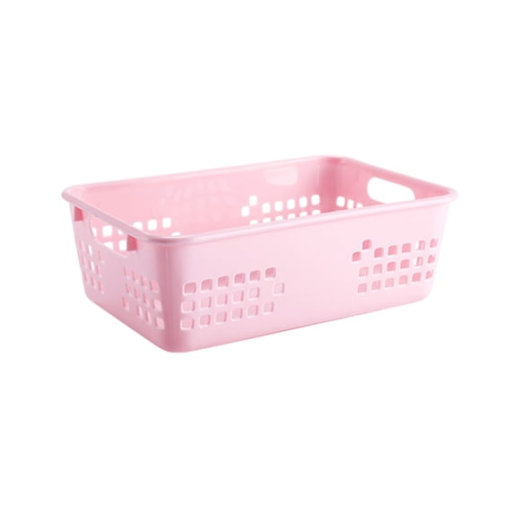 Plastic Storage Baskets, 8.46 x 5.3 x 2.95 Inch Classroom Storage Organizer Basket Tray with Grip Handles for Desktop, Drawer, School Supplies (Pink)