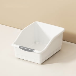 Plastic Storage Baskets​ Beige/Clear/White Rectangular Bin Smooth Surface Design Multipurpose Household Storage Kitchen Bathroom Organizer