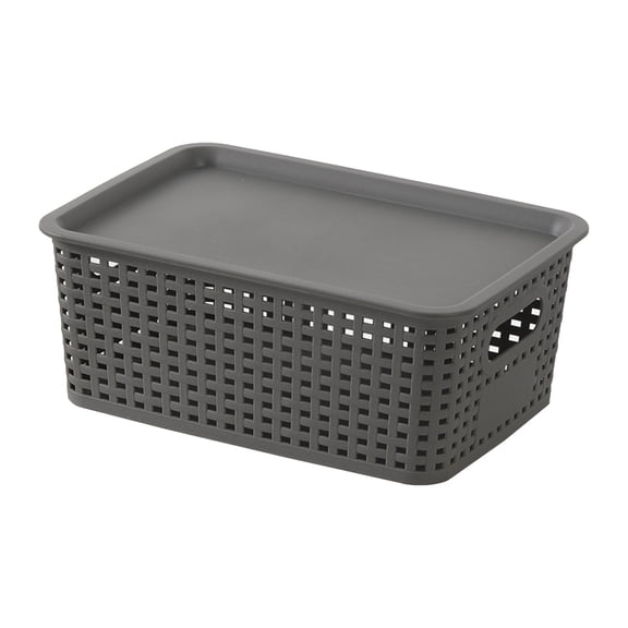 Plastic Storage Baskets with Lid, Storage Bins with Lids, Plastic Storage Containers Stackable Storage bins| Storage Baskets for Organizing Shelves Drawers Desktop Closet Playroom Classroom Office