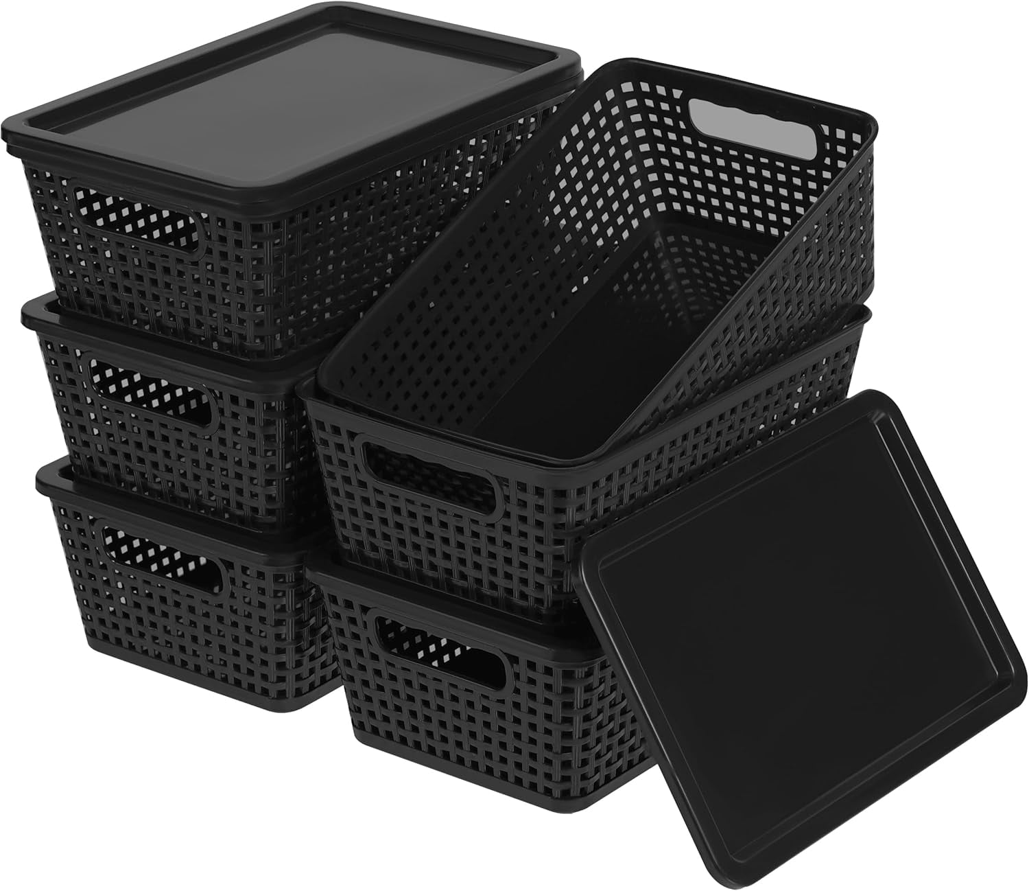 Black Plastic Storage Bins