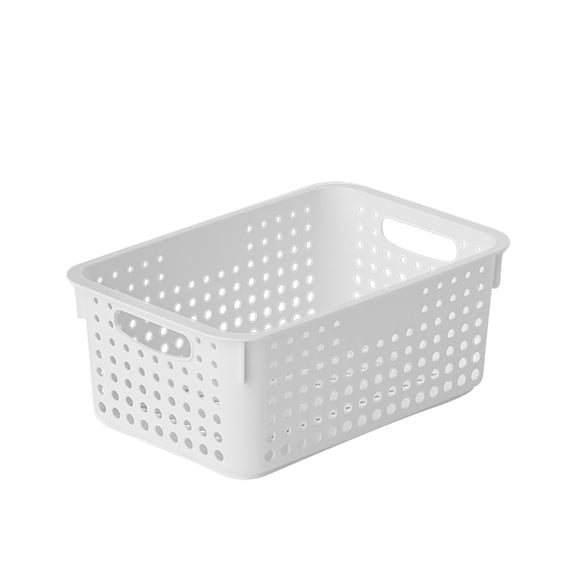 Plastic Storage Baskets, Plastic Kitchen Vegetable Organizer, Plastic Storage Baskets, Medium White, for Kitchen Cabinet Organization, Desktop Sundries Snacks Vegetables
