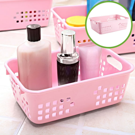 Plastic Storage Baskets Small - | Multi-Use Storage | Rectangular Cabinet Organizer | Baskets for Organizing with Handles | Home Office Organization and Storage