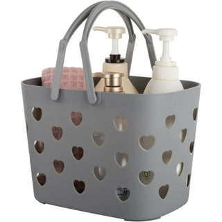 White Plastic Storage Organizer Basket with Handles, Shower Caddy Tote  Portable Storage Bins for Bathroom, Dorm, Kitchen, Bedroom
